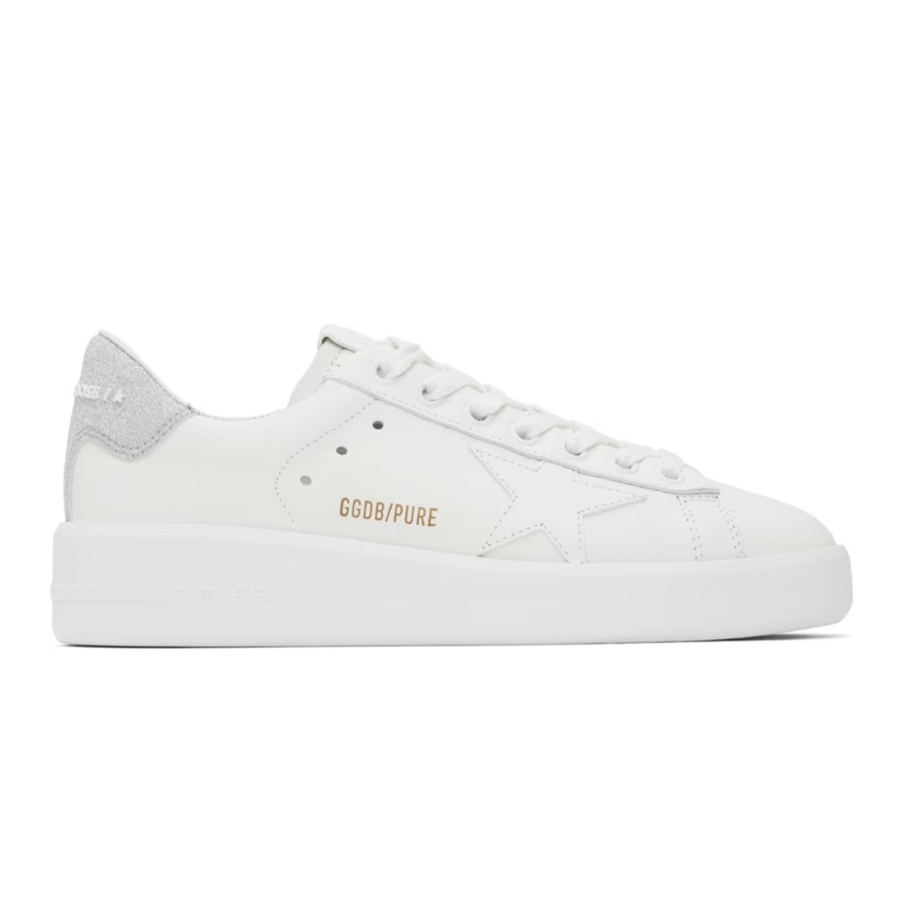 COPY - Golden Goose Women's Purestar sneakers with glittery silver heel tab